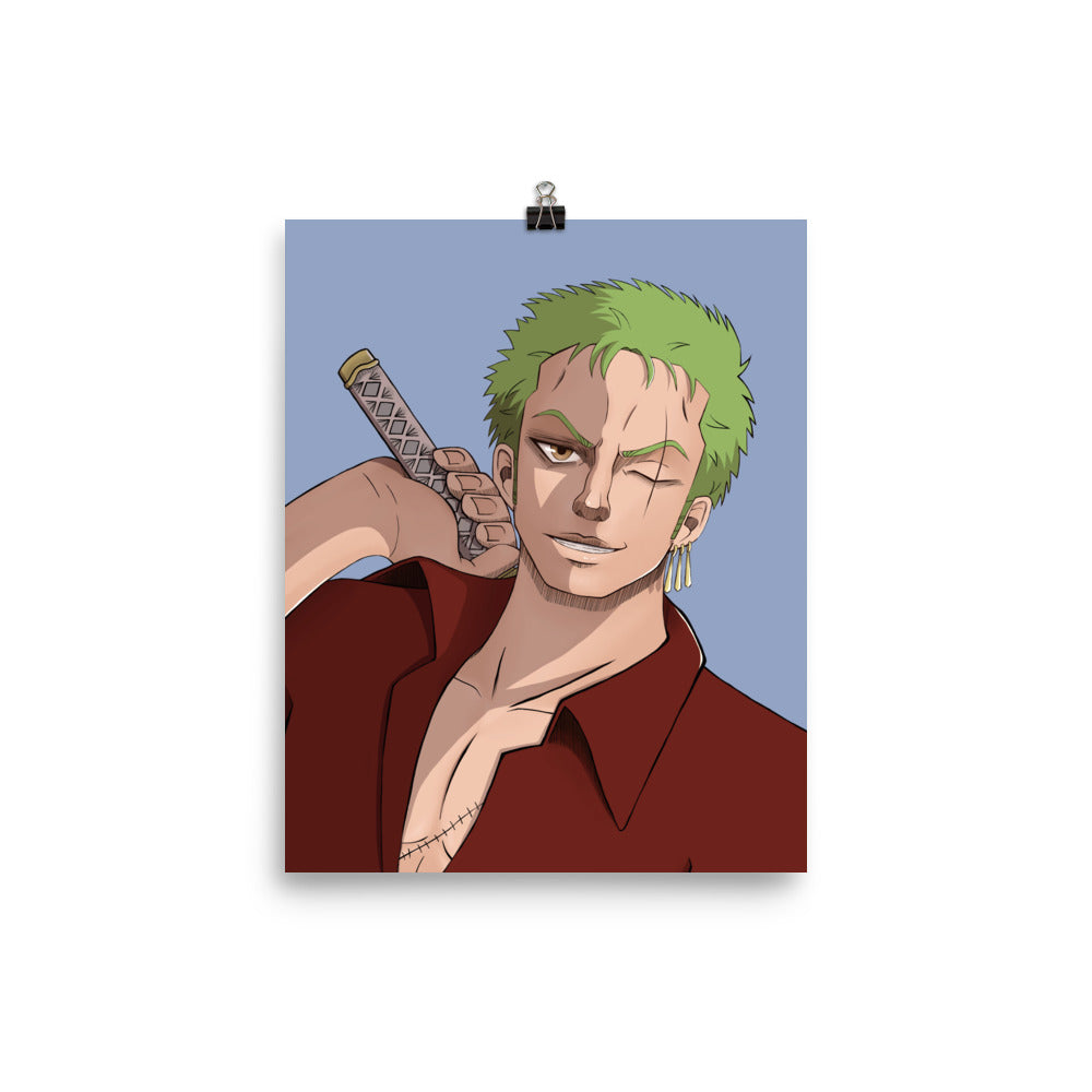 High-quality anime art print of "Zoro" in vibrant colors